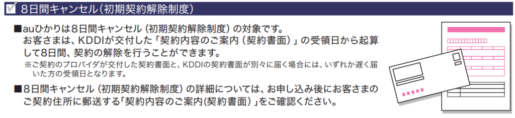 auひかりの8日間キャンセル(初期契約解除制度)